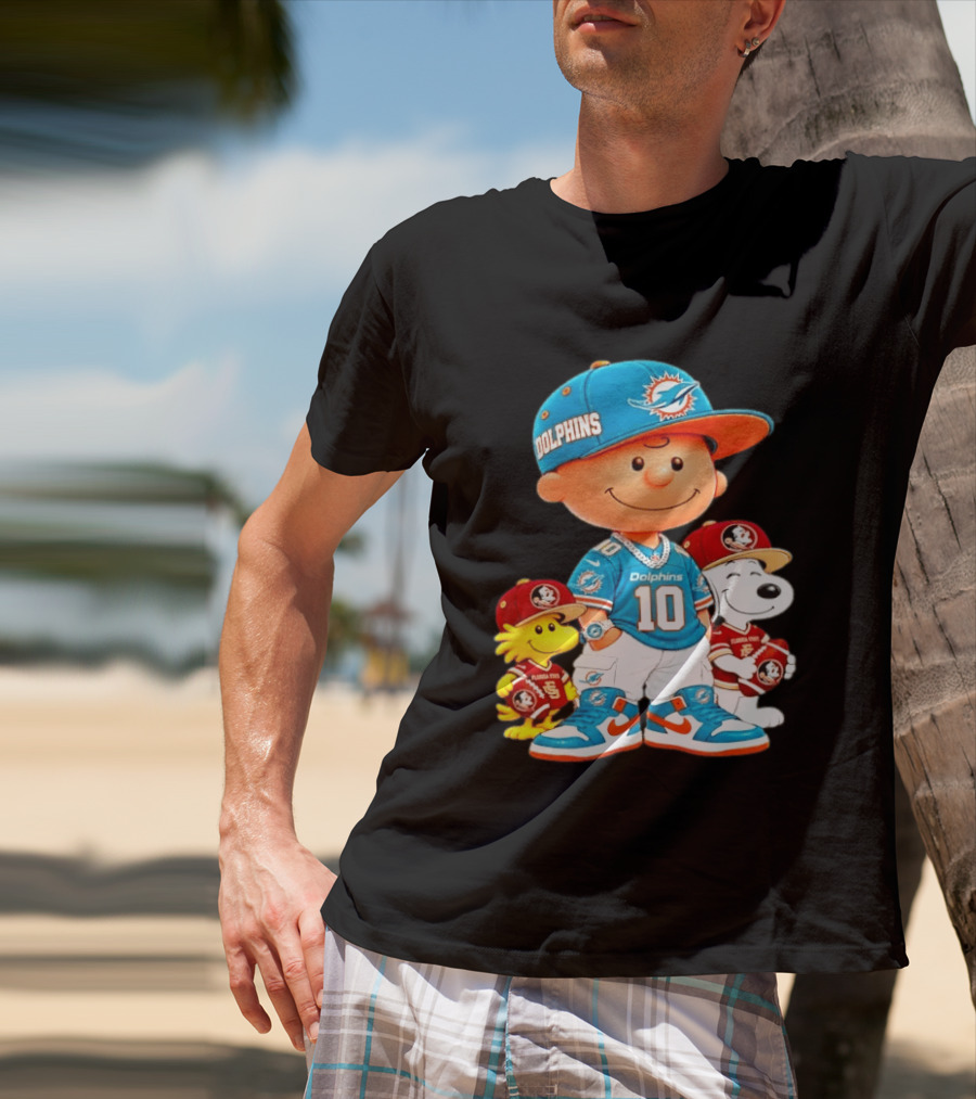 Charlie Brown 10 Snoopy Woodstock Miami Dolphins Florida State T-Shirt