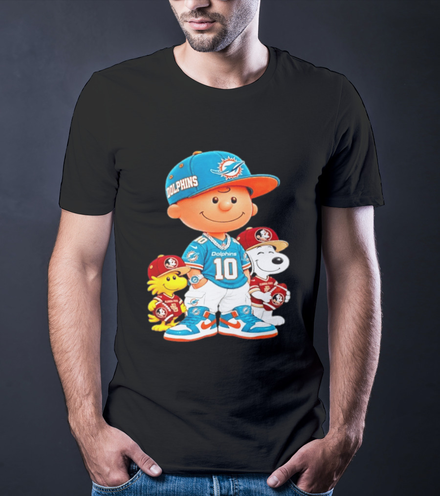 Charlie Brown 10 Snoopy Woodstock Miami Dolphins Florida State T-Shirt
