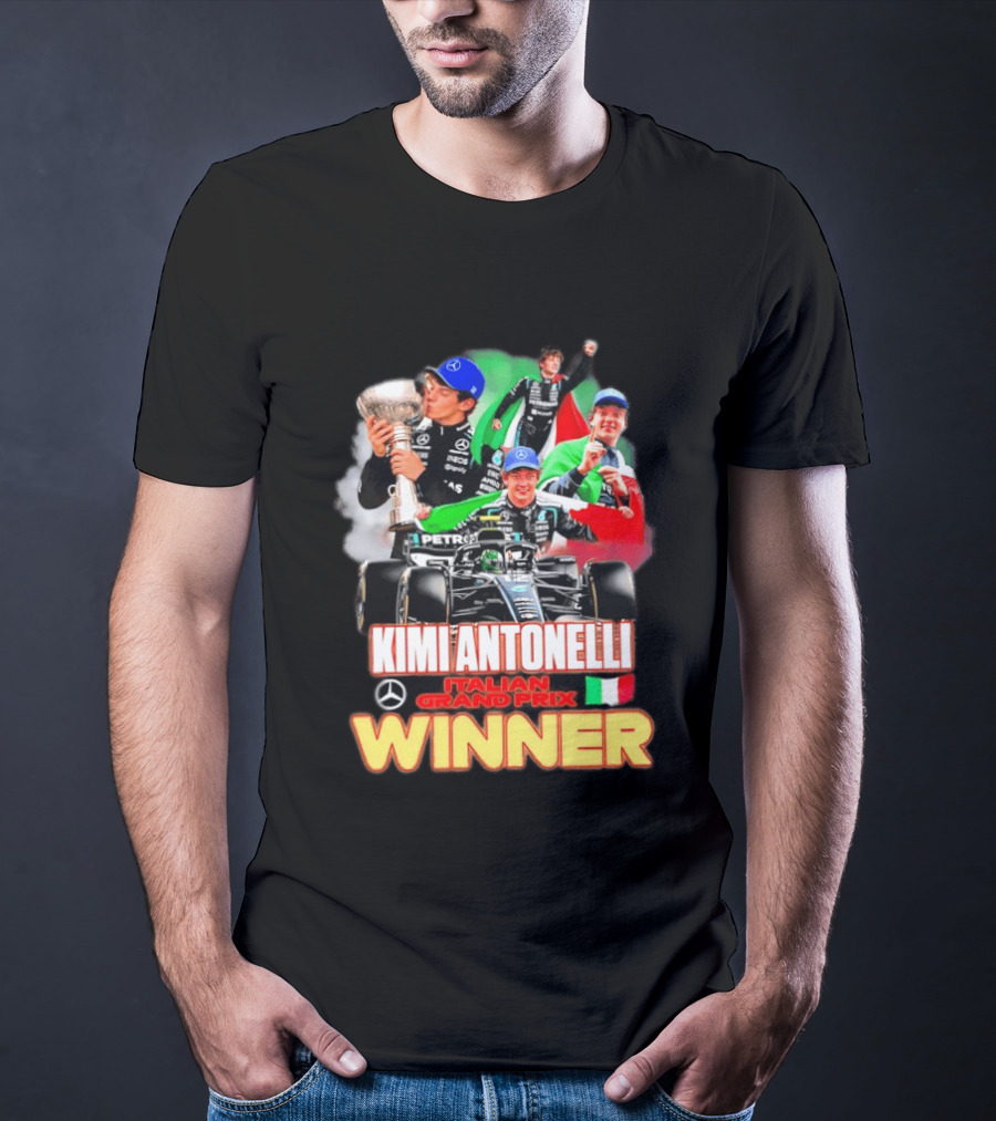 Kimi Antonelli Italian Grand Prix Winner Mercedes Racing Celebration T-Shirt