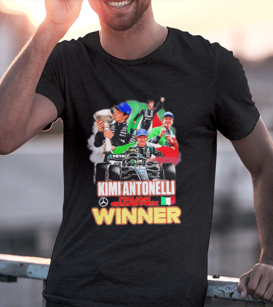 Kimi Antonelli Italian Grand Prix Winner Mercedes Racing Celebration T-Shirt