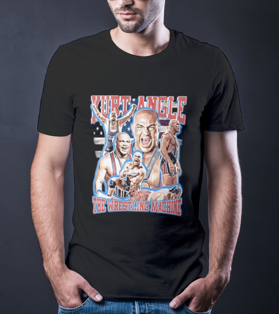 Kurt Angle The Wrestling Machine Bald Wrestler In Singlet Multiple Images T-Shirt