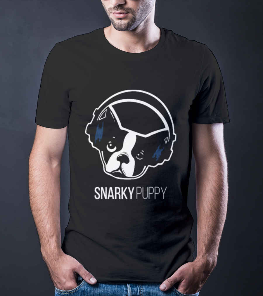 Snarky Puppy Dog With Headphones Music T-Shirt