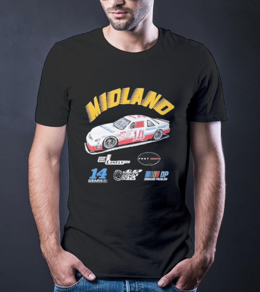 Midland Racing Team Car Fast Wheels Mr. Lonely Co. Burnout DP Driving People 14 Gears T-Shirt
