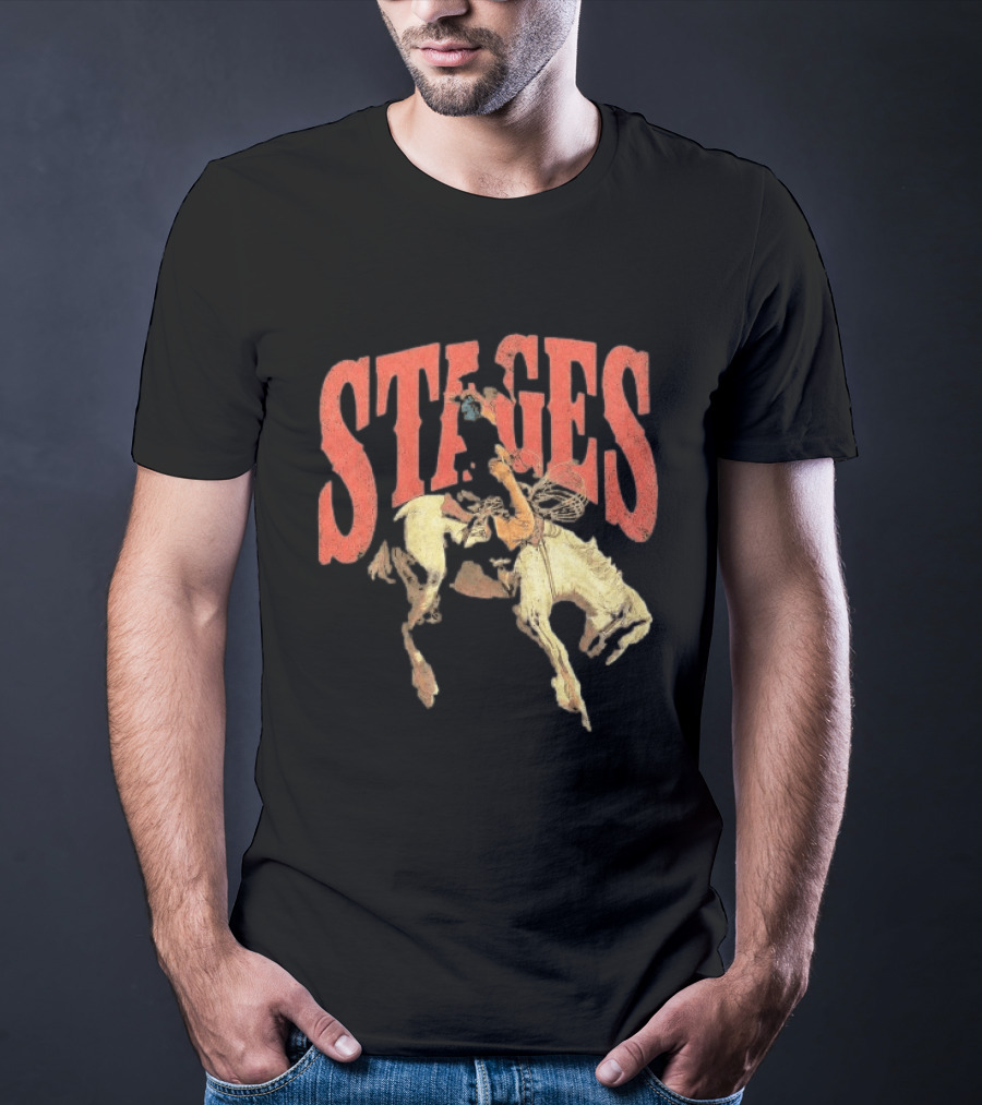 Stages Rodeo Cowboy And Horse Action T-Shirt