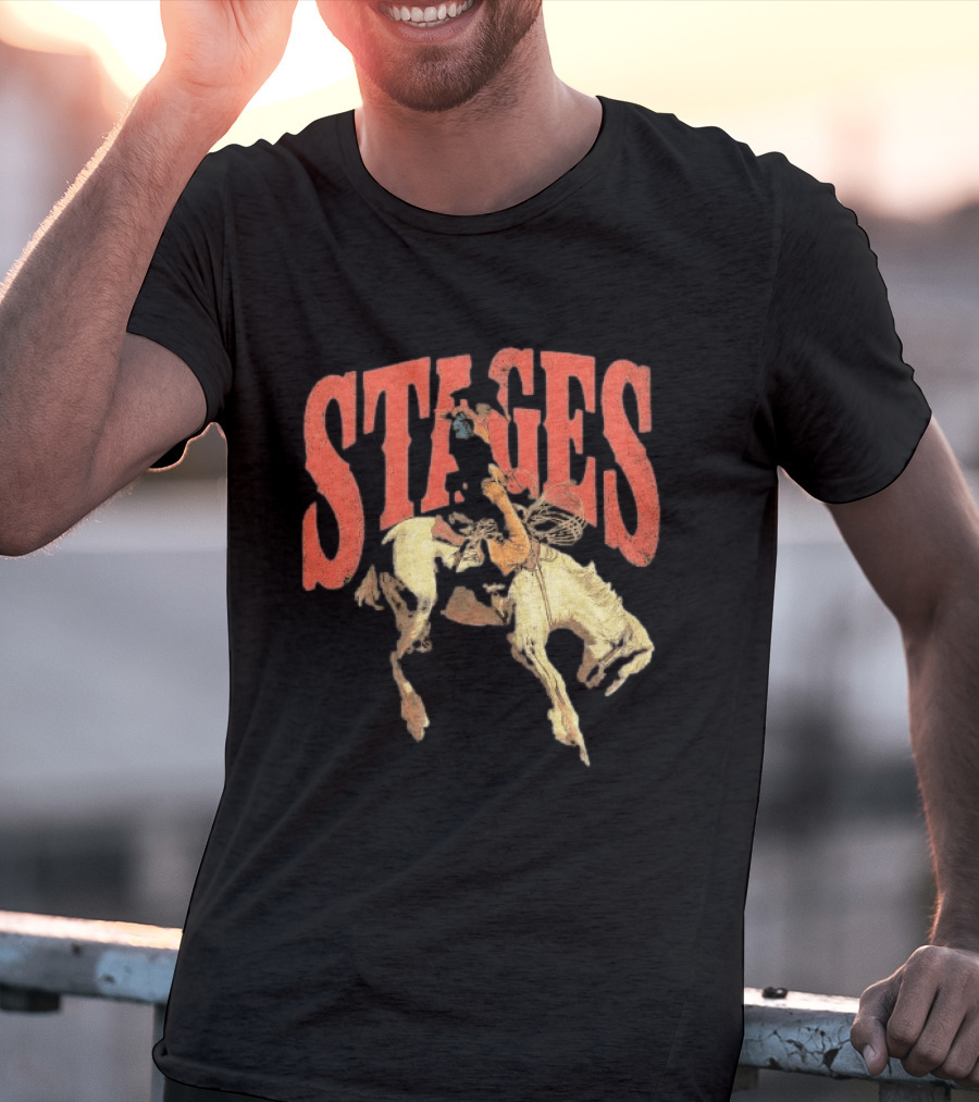 Stages Rodeo Cowboy And Horse Action T-Shirt