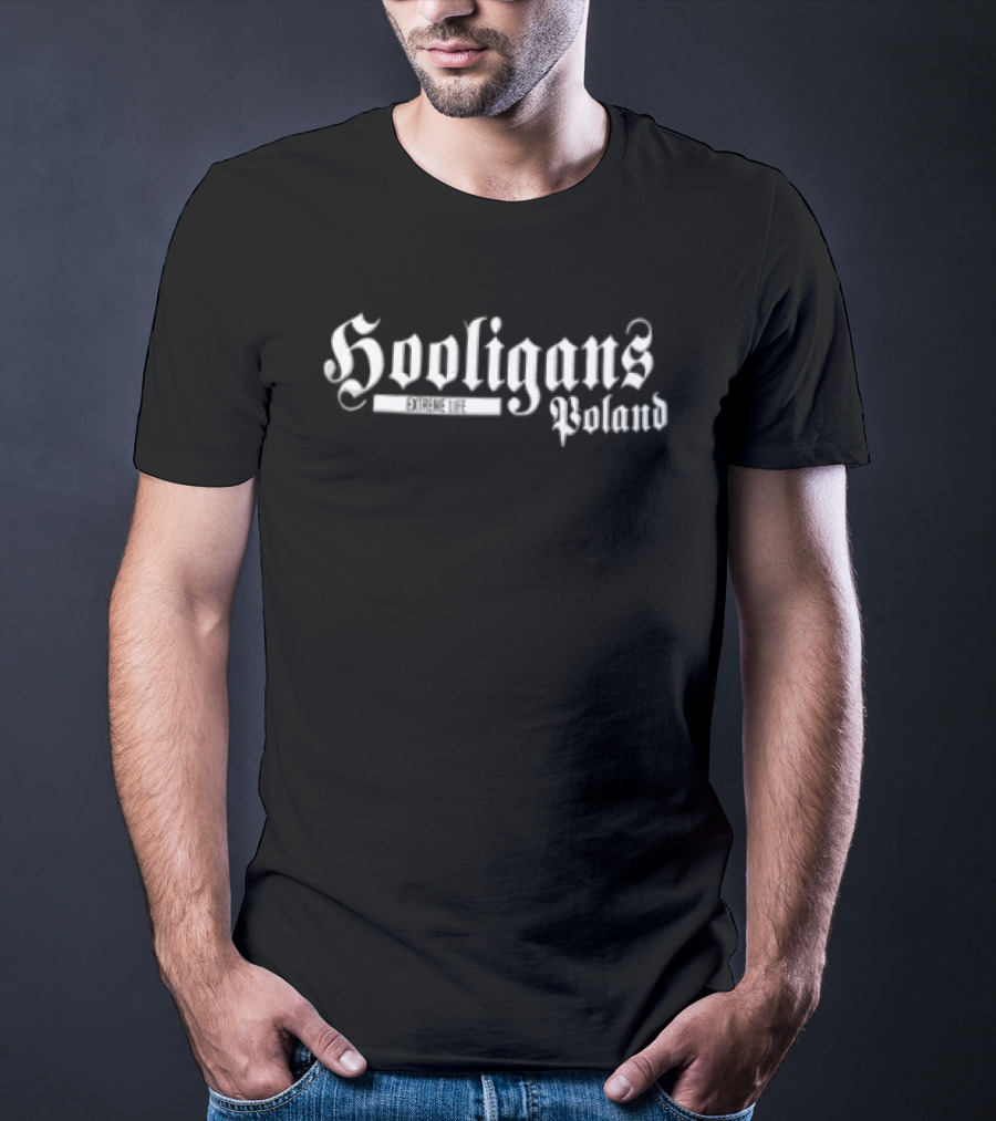 Hooligans Extreme Life Poland White Gothic Lettering T-Shirt
