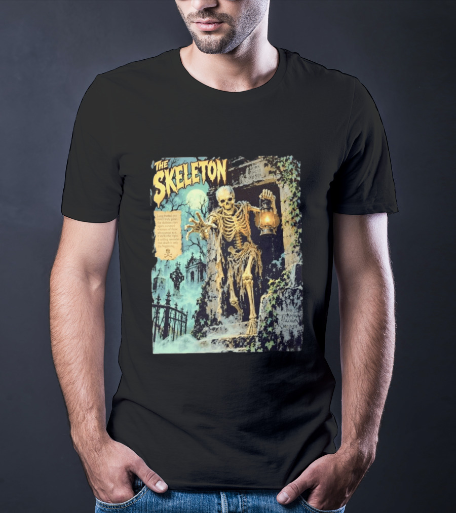 The Skeleton Mors Vincit Omnia Sic Transit Gloria Mundi Lantern Night Scene T-Shirt