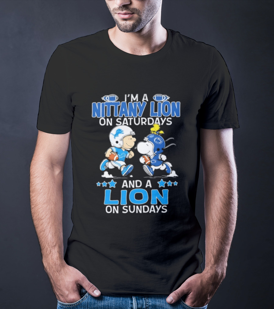 Peanuts Snoopy Charlie Brown Nittany Lion Saturdays Sundays Football T-Shirt