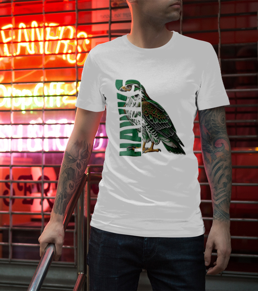 Atlanta Hawks Green Brown Hawk Bird Profile View T-Shirt