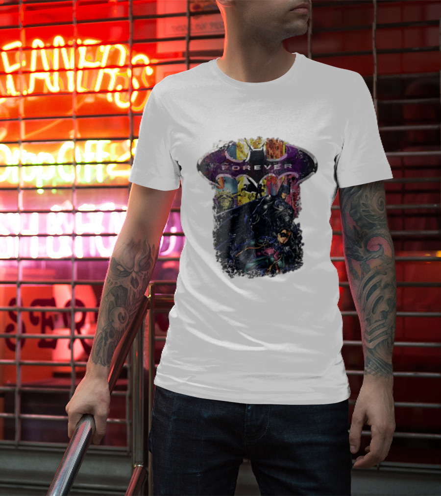Batman Forever Movie Heroes Art Villains And Allies T-Shirt