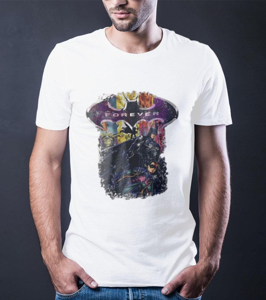 Batman Forever Movie Heroes Art Villains And Allies T-Shirt