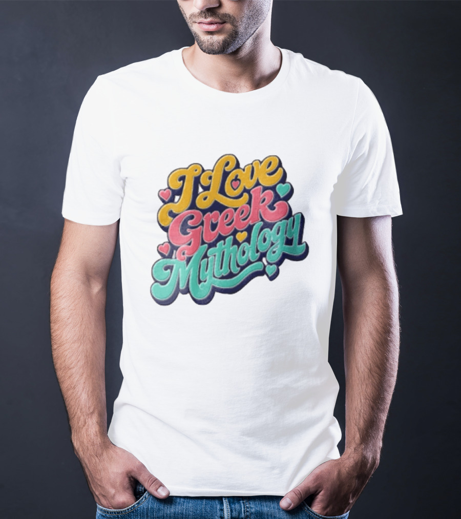 I Love Greek Mythology Colorful Heart Accents T-Shirt