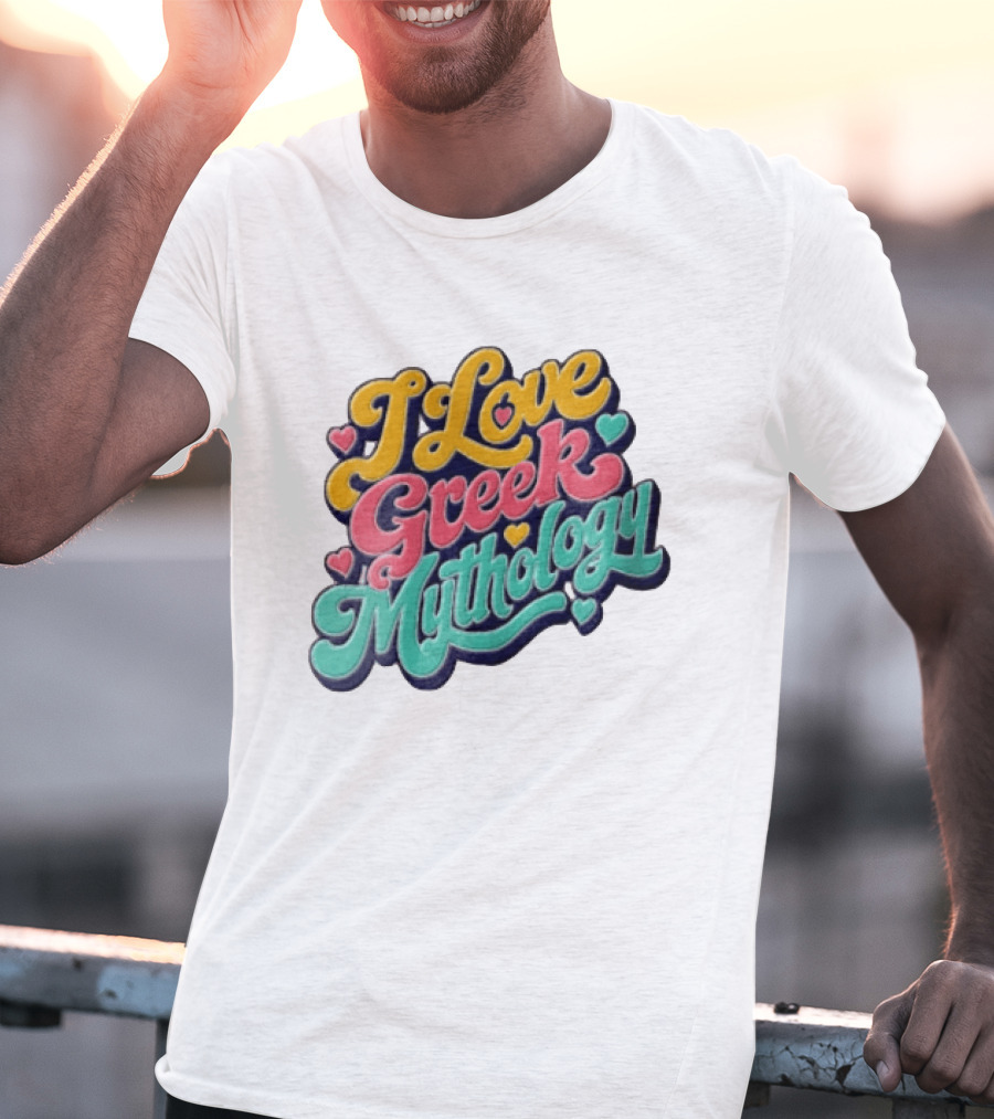I Love Greek Mythology Colorful Heart Accents T-Shirt
