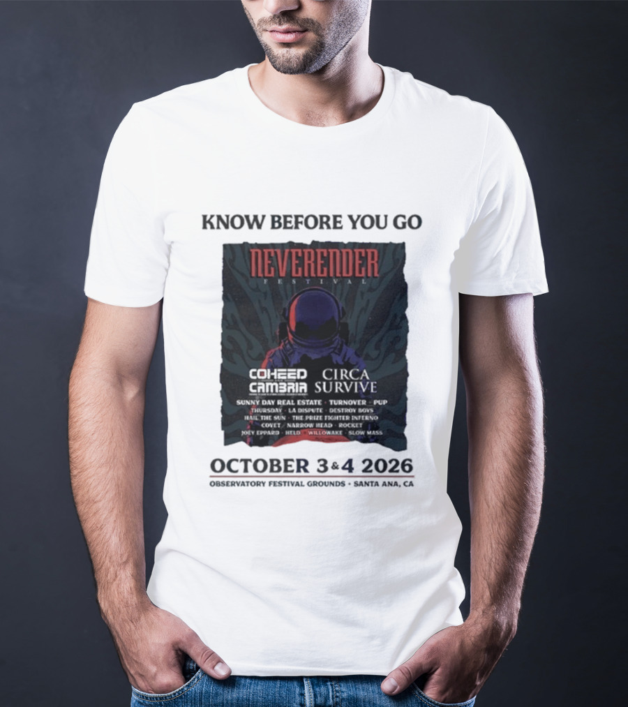 Neverender Coheed And Cambria Festival 2026 October Santa Ana Observatory Grounds T-Shirt