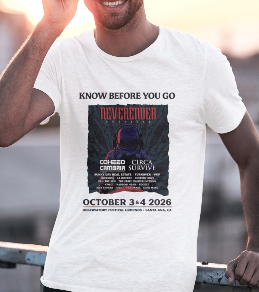 Neverender Coheed And Cambria Festival 2026 October Santa Ana Observatory Grounds T-Shirt