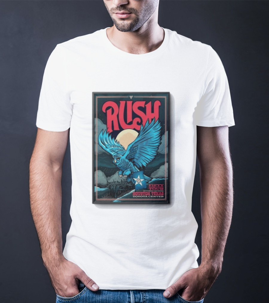 RUSH Houston Texas 10 1 2026 Owl Moon Toyota Center Fifty Tour T-Shirt