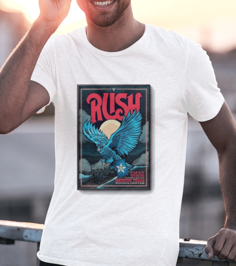 RUSH Houston Texas 10 1 2026 Owl Moon Toyota Center Fifty Tour T-Shirt
