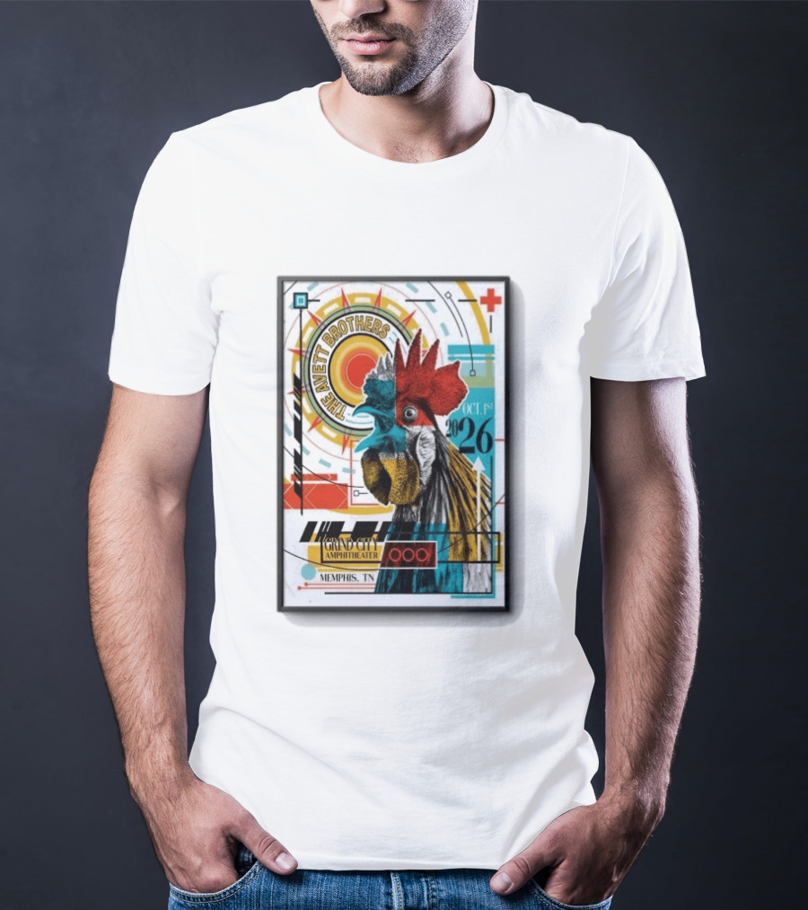 The Avett Brothers Memphis TN Grand City Amphitheater October 1 2026 Rooster T-Shirt