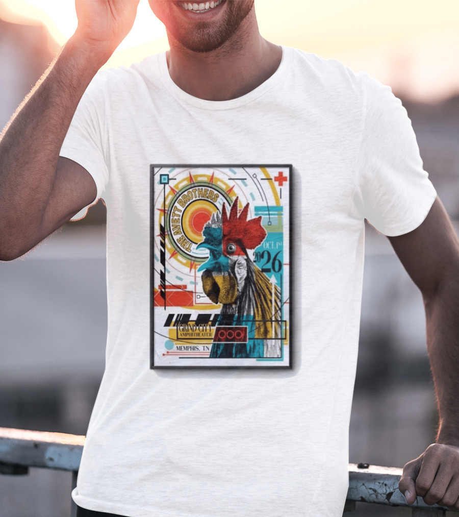 The Avett Brothers Memphis TN Grand City Amphitheater October 1 2026 Rooster T-Shirt