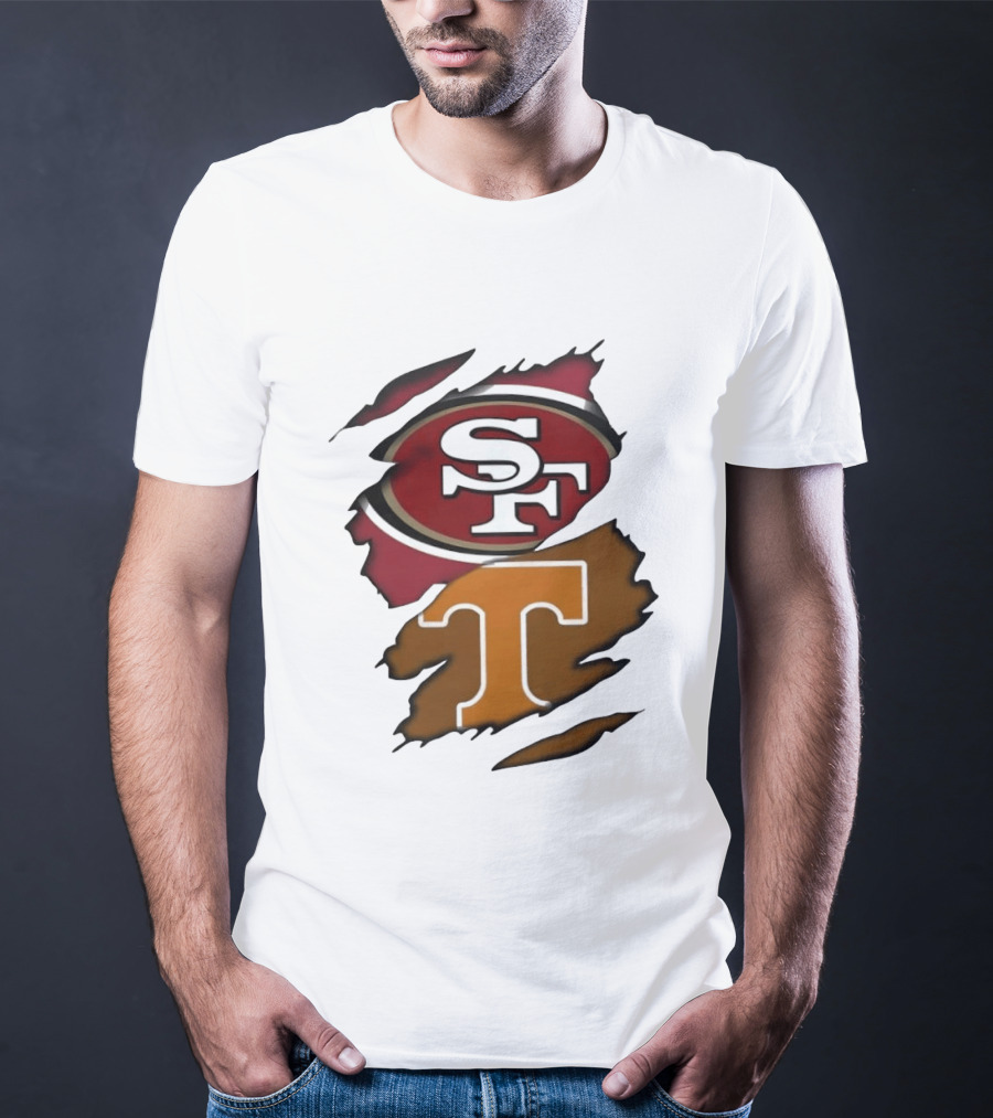 San Francisco 49ers Tennessee Volunteers Ripped SF Logos Fusion T-Shirt