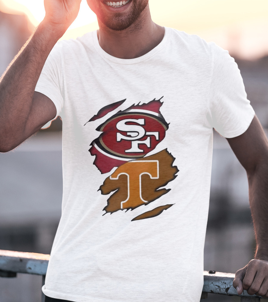 San Francisco 49ers Tennessee Volunteers Ripped SF Logos Fusion T-Shirt