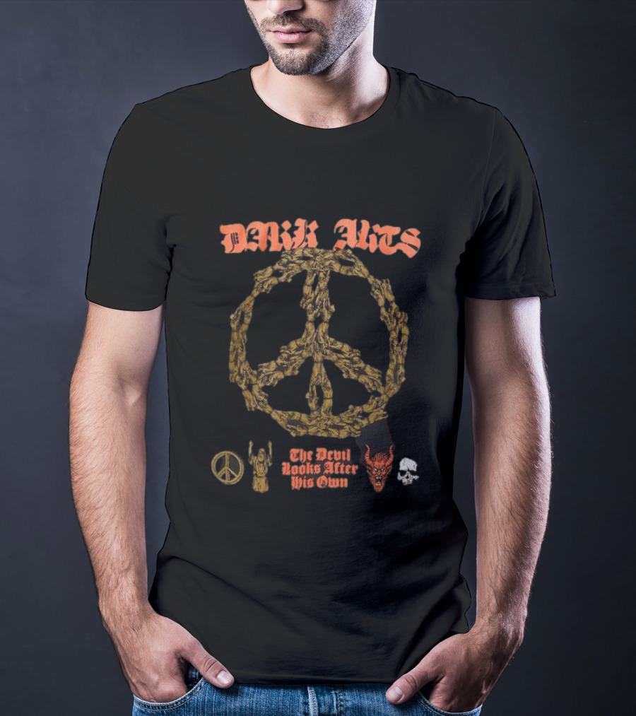 Dark Arts 12Th Birthday The Devil Looks After His Own Peace Symbol Skull T-Shirt