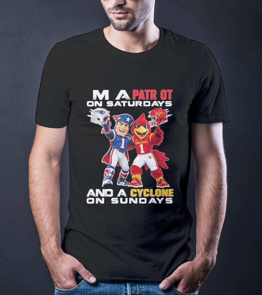 Patriot On Saturdays Cyclone On Sundays Iowa State Football Mascots T-Shirt