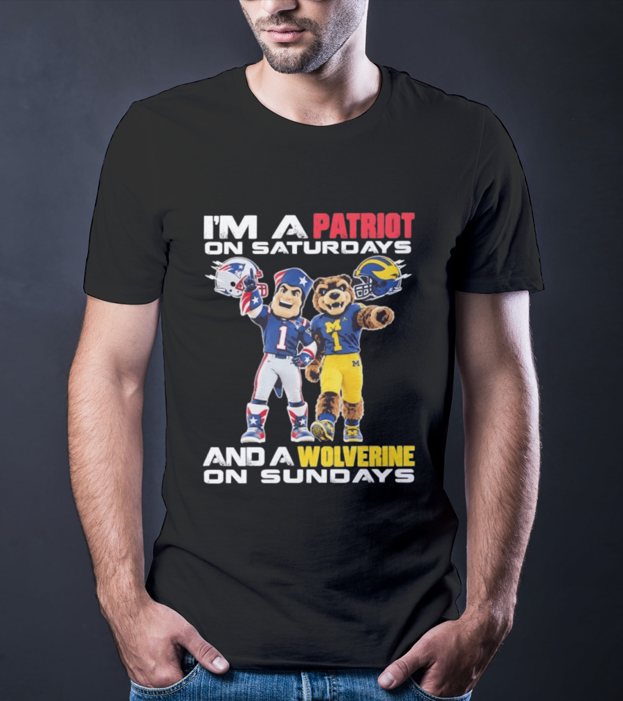 Patriot And Wolverine Football Mascots Saturdays Sundays T-Shirt