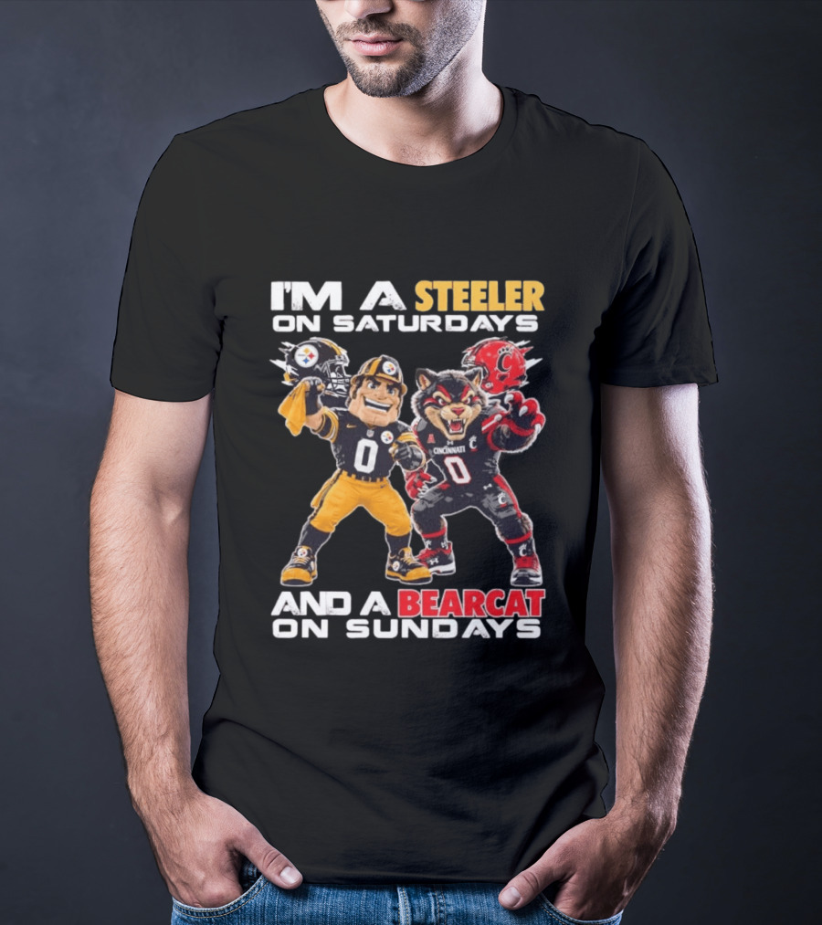I'm A Steeler On Saturdays And A Bearcat On Sundays Cincinnati Football Fan T-Shirt