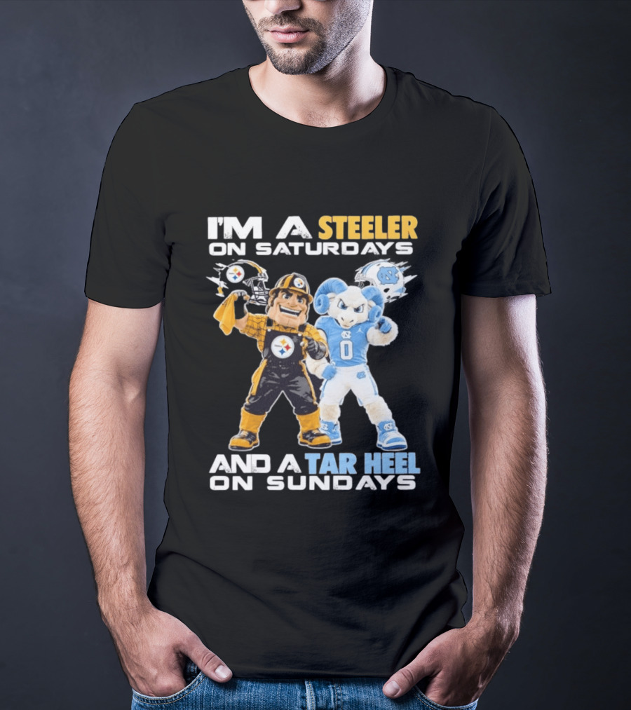 I'm A Steeler On Saturdays And A Tar Heel On Sundays With Mascots T-Shirt