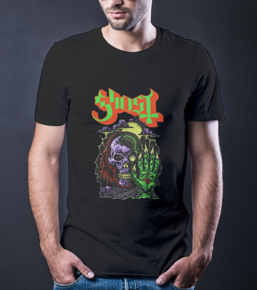 Ghost Store Necromancy Skull Candle Hand T-Shirt