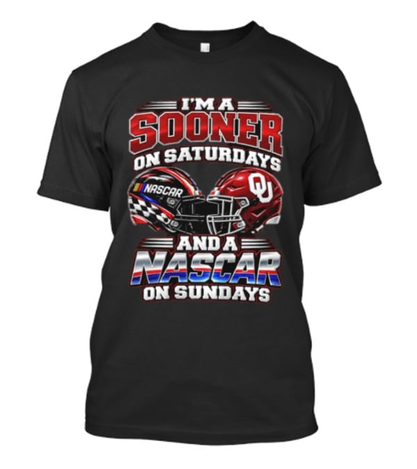 Oklahoma Sooners NASCAR Saturdays Sundays Helmet Racing Fan T-Shirt