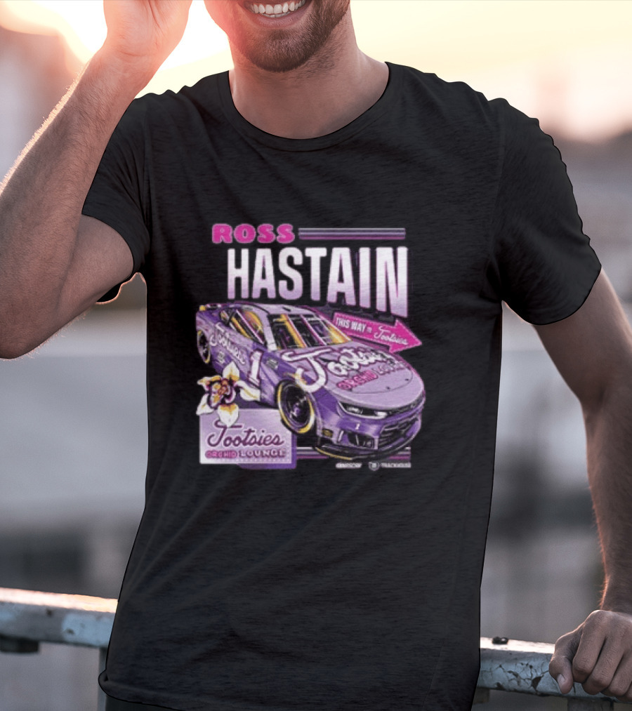 Ross Chastain Tootsies Orchid Lounge Trackhouse Racing Car #1 Racing Team T-Shirt