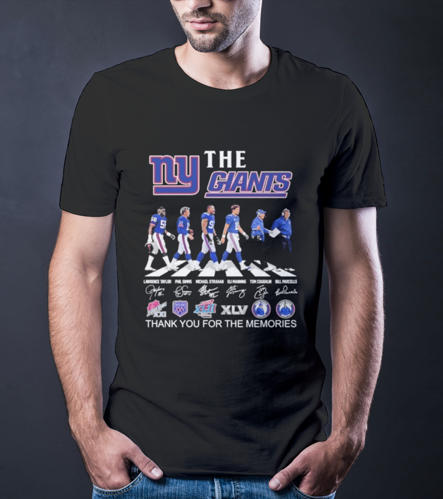The New York Giants Thank You For The Memories Road Abbey Signatures T-Shirt