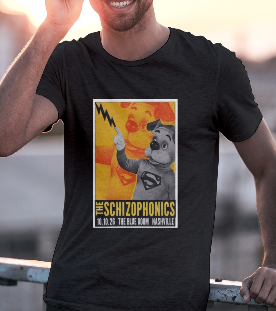 The Schizophonics The Blue Room Nashville 10.10.26 Concert Superman Dog Image T-Shirt