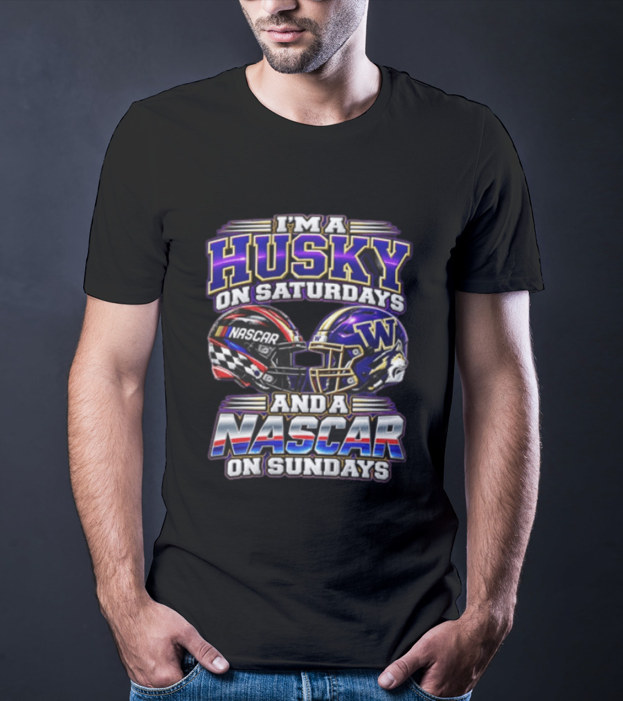 I'm A Husky On Saturdays And A NASCAR On Sundays Racing Helmet Combo T-Shirt