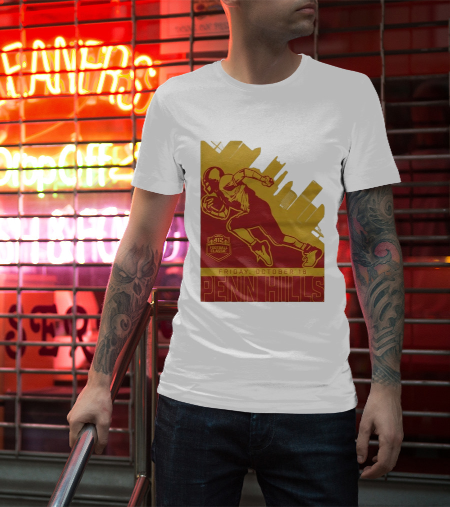 412 Football Classic Penn Hills Friday October 16 Football Player Image T-Shirt