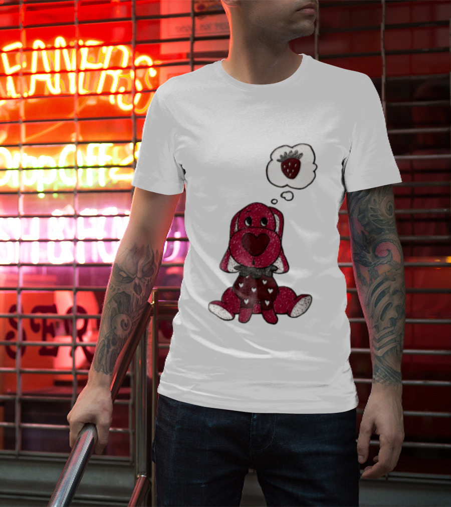 Dog With Strawberry Thought Bubble Costume Hearts T-Shirt