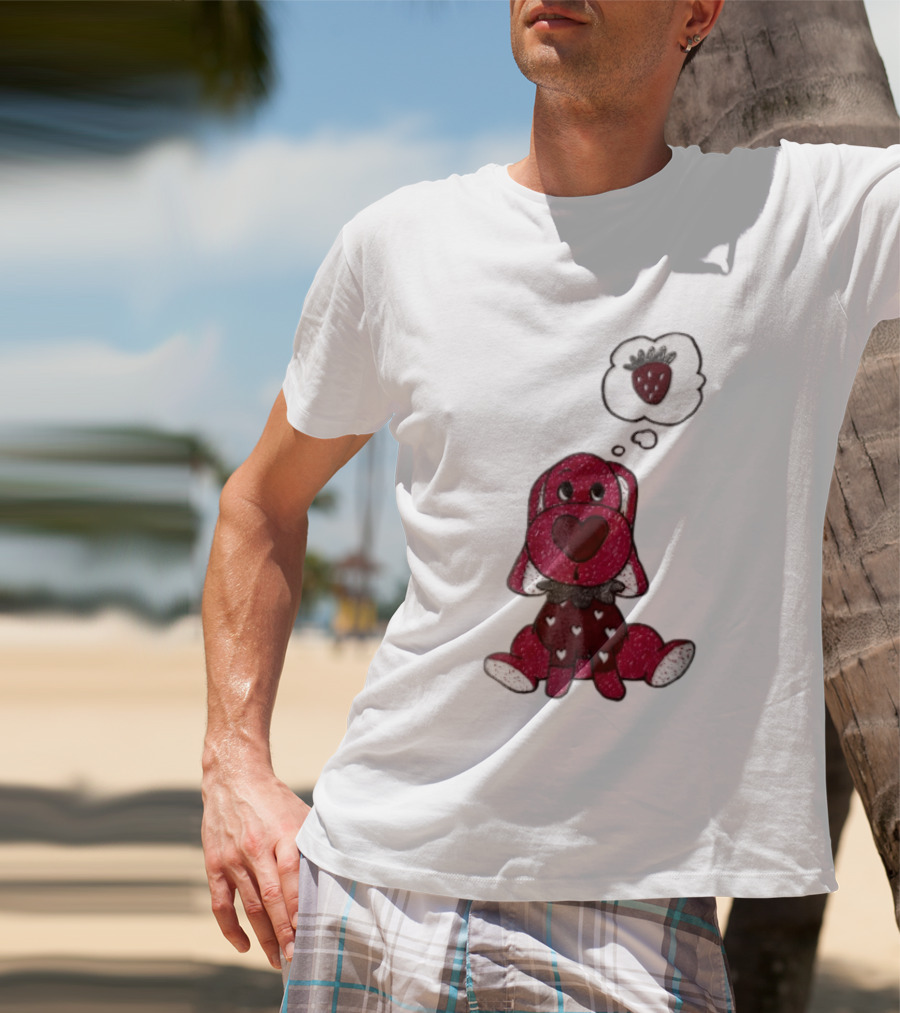 Dog With Strawberry Thought Bubble Costume Hearts T-Shirt