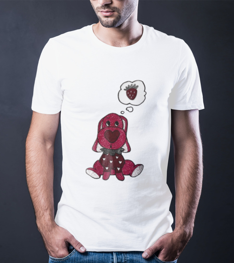 Dog With Strawberry Thought Bubble Costume Hearts T-Shirt