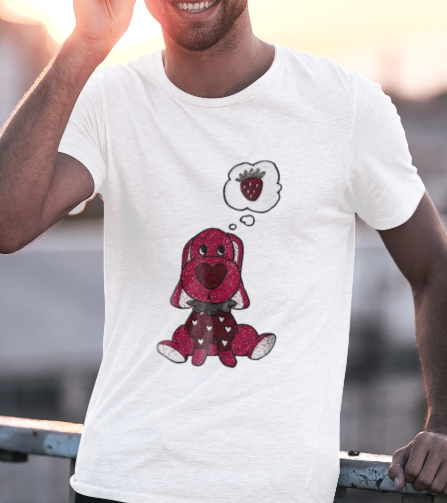 Dog With Strawberry Thought Bubble Costume Hearts T-Shirt