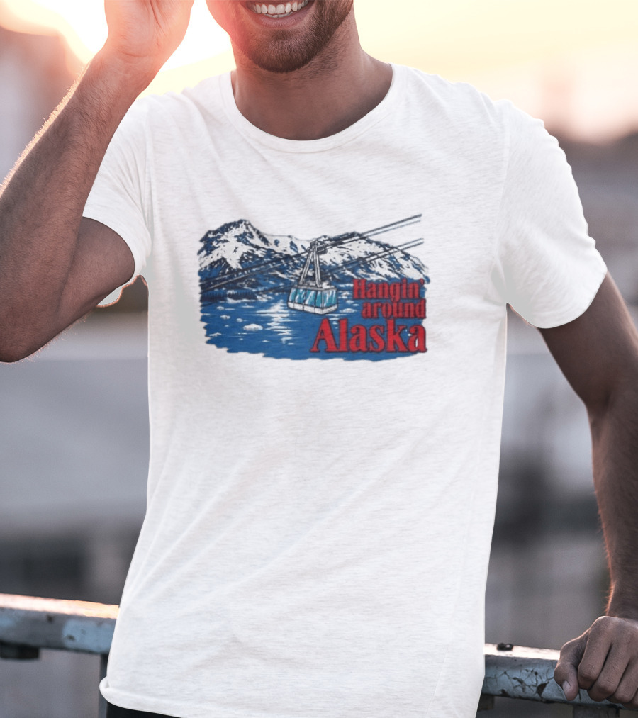 RJ Decker Aloysius Aiken Hangin Around Alaska Cable Car Mountain Scene T-Shirt
