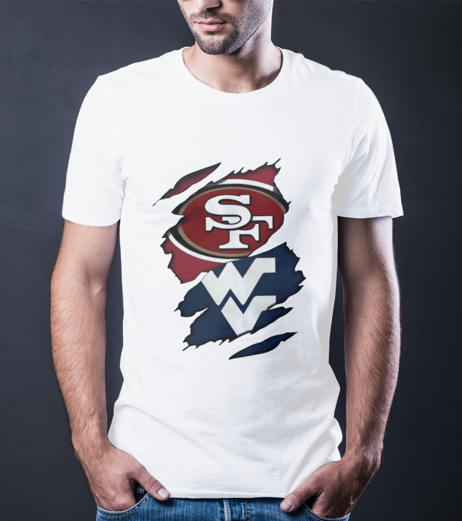 San Francisco 49ers West Virginia Mountaineers Ripped SF WV T-Shirt