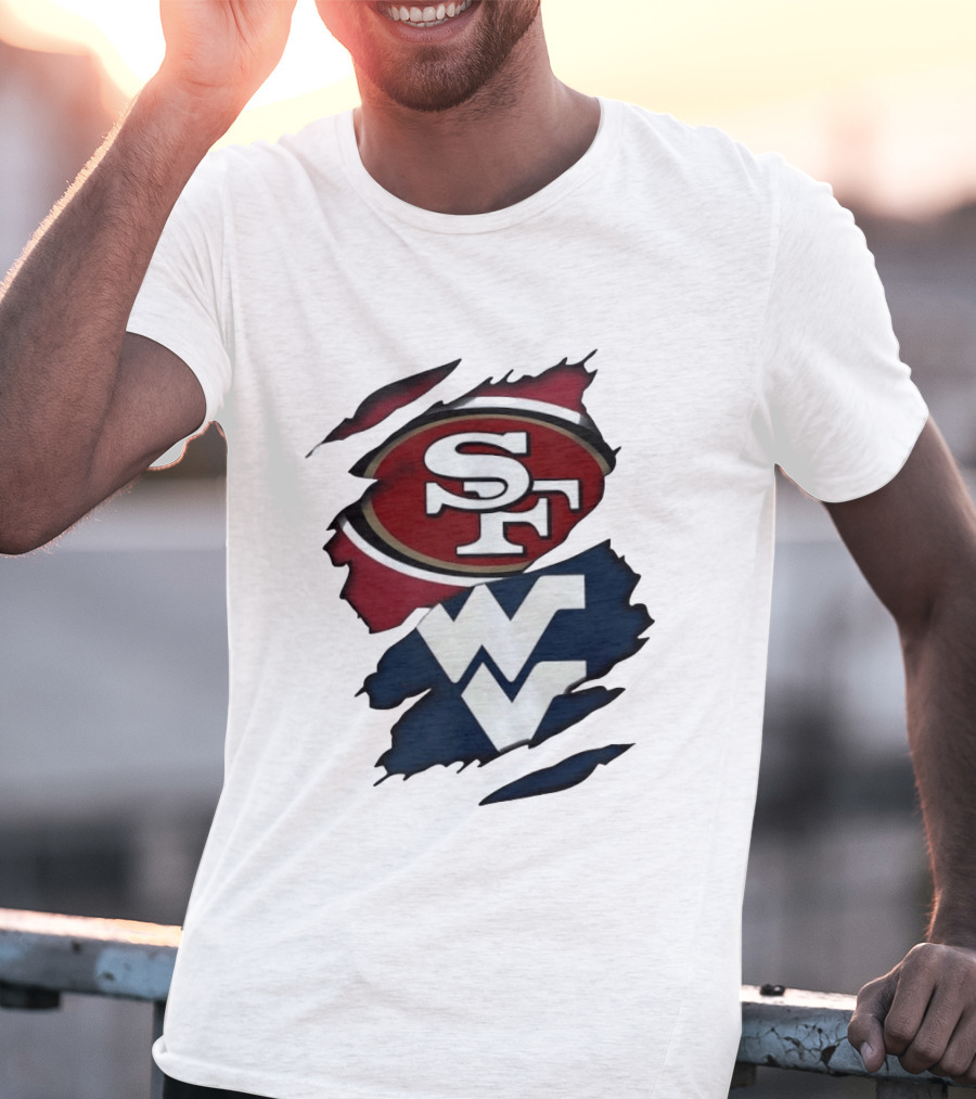 San Francisco 49ers West Virginia Mountaineers Ripped SF WV T-Shirt