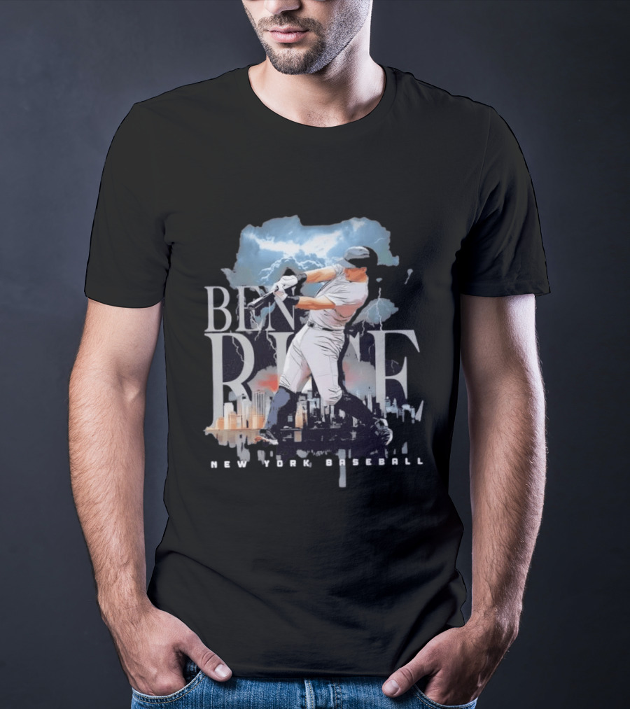 Ben Rice New York Baseball Player Lightning Skyline T-Shirt