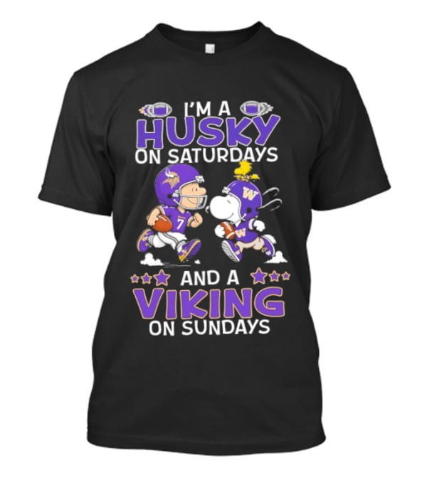 Charlie Brown Snoopy Husky Saturdays Viking Sundays Football Fans T-Shirt