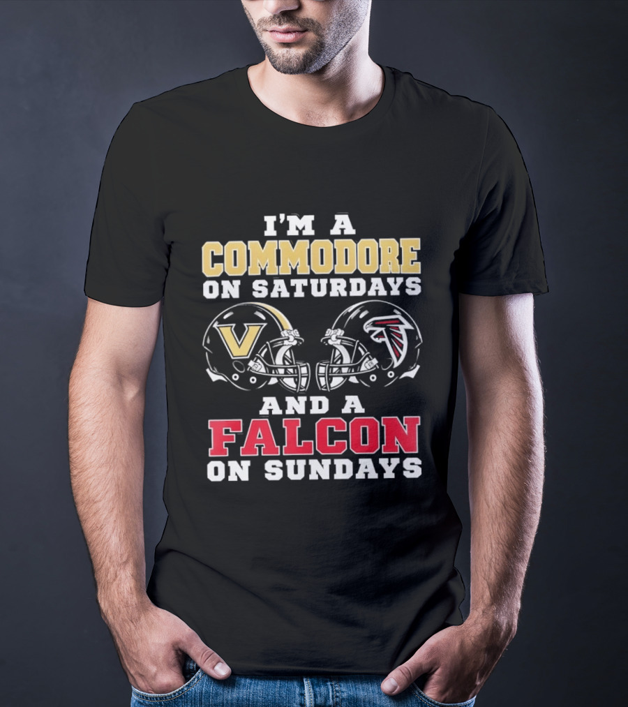 I'm A Commodore On Saturdays And A Falcon On Sundays Football Helmets T-Shirt