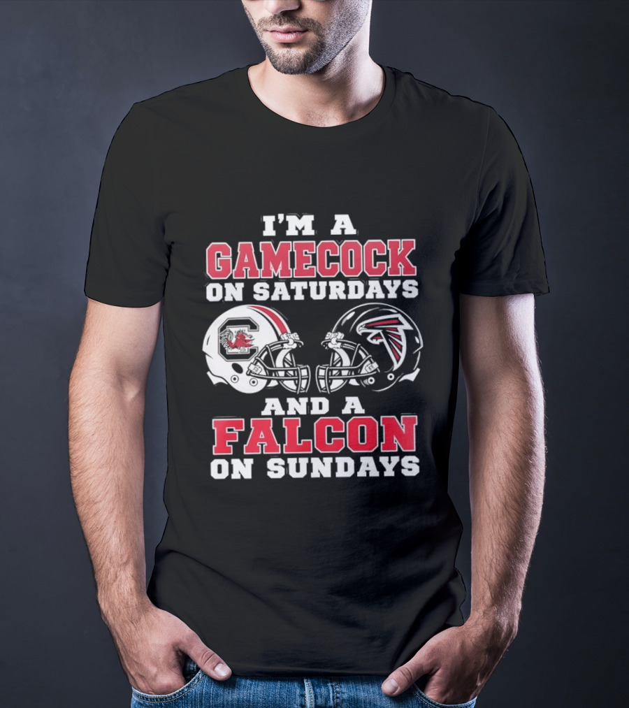 I'm A Gamecock On Saturdays And A Falcon On Sundays Football Helmets T-Shirt