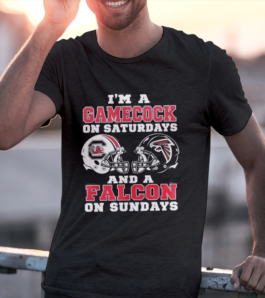 I'm A Gamecock On Saturdays And A Falcon On Sundays Football Helmets T-Shirt