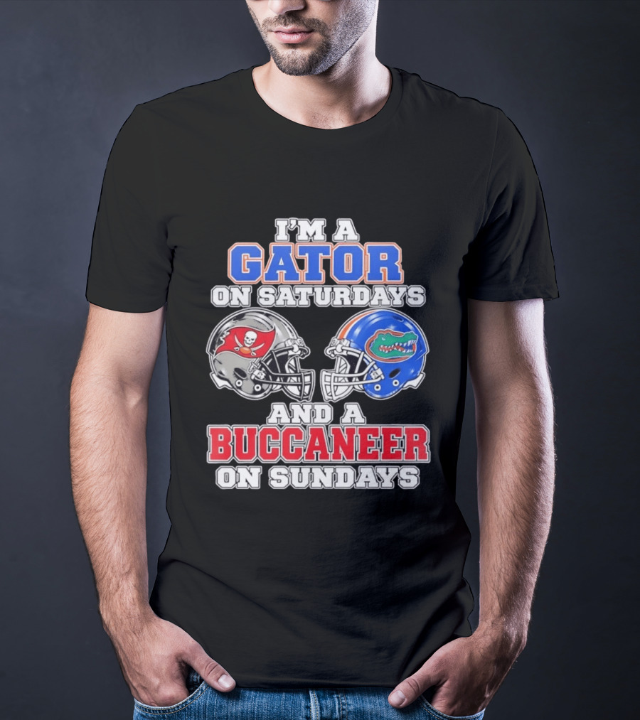 I'm A Gator On Saturdays And A Buccaneer On Sundays Football Helmets T-Shirt